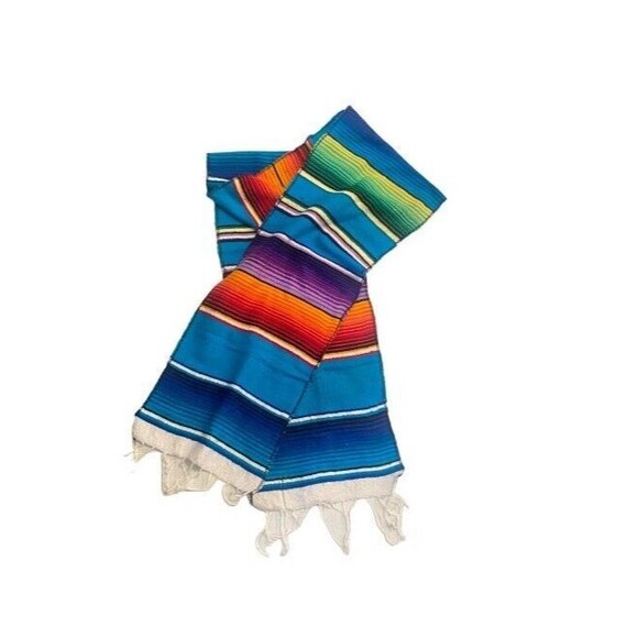 Serape Striped Cloak Shawl Wrap Frock Capote Scarf Manteau Mantle Table Runner - Picture 1 of 8
